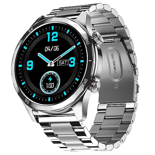 Noise Newly Launched Mettalix: 1.4" HD Display with Metallic Straps and Stainless Steel Finish, BT Calling, Functional Crown, 7 Day Battery, Smart Watch for Men and Women (Elite Silver)