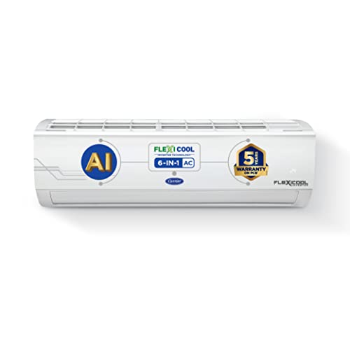 Carrier 2 Ton 5 Star AI Flexicool Inverter Split AC (Copper, Convertible 6-in-1 Cooling,Dual Filtration with HD & PM 2.5 Filter, Auto Cleanser, 2023 Model,ESTER Exi -CAI24ES5R33F0 ,White)