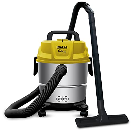 INALSA Vacuum Cleaner Wet&Dry 15L 1400W with Steel Tank-Micro Wd15 with 3In1 Multifunction Wet/Dry/Blowing&Hepa Filtration|Powerful Suction,High Energy Efficiency&Low Sound,(Yellow/Silver),15 Liter