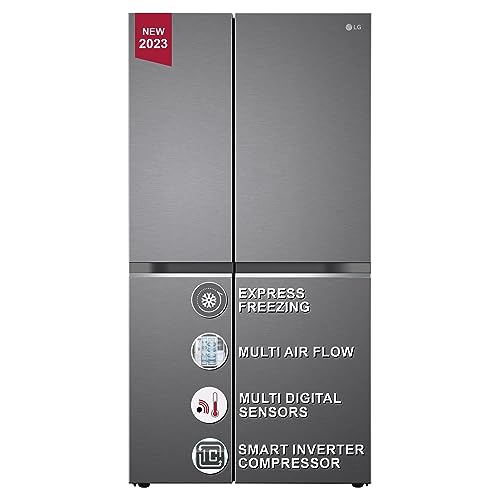 LG 655 L Frost-Free Inverter Side-By-Side Refrigerator (2023 Model, GL-B257HDSY, Dazzle Steel, Express Freeze | Multi Air-Flow)