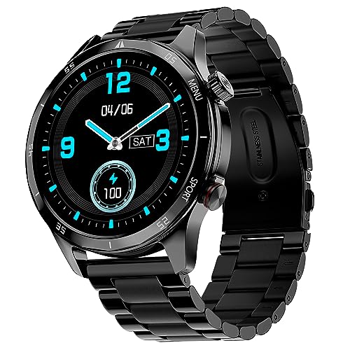 Noise Newly Launched Mettalix: 1.4" HD Display with Metallic Straps and Stainless Steel Finish, BT Calling, Functional Crown, 7 Day Battery, Smart Watch for Men and Women (Elite Black)
