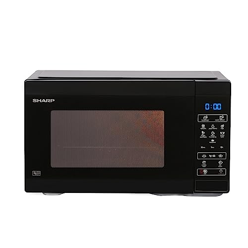 SHARP 20L Solo Microwave Oven (R220KNK/2023, Black, Ceramic Cavity, Digital Display, One-Touch Start)