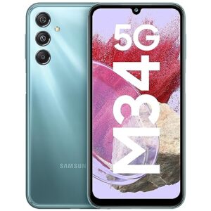 Samsung Galaxy M34 5G (Waterfall Blue, 6GB, 128GB Storage) | 120Hz sAMOLED Display | 50MP Triple No Shake Cam | 6000 mAh Battery | 12GB RAM with RAM Plus | Android 13 | Without Charger