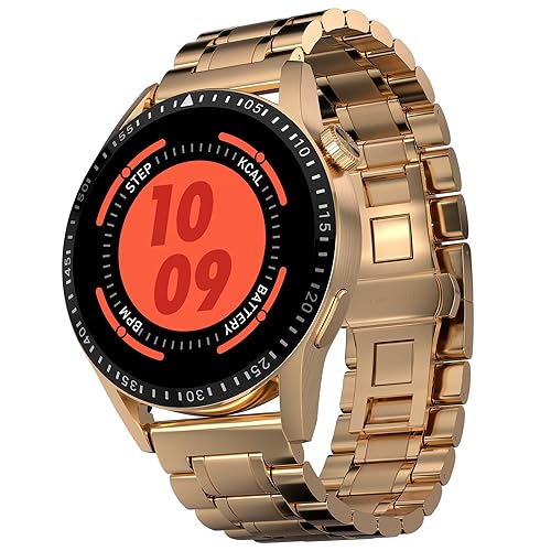 Fire-Boltt Talk 2 Pro Ultra 1.39" Round Display Stainless Steel Luxury Smart Watch, Bluetooth Calling & 360 Health Monitoring, 123 Sports Modes, Inbuilt Voice Assistant (Gold)