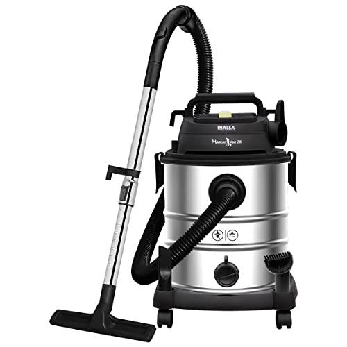 INALSA Vacuum Cleaner Wet and Dry Heavy Duty 1700 W & 25 Ltr Capacity|22KPA Suction|HEPA Filter & Metal Telescopic Tube|2 Year Warranty|SS Metal Tank|For Home,Office,Hotel Cleaning (Master Vac 25)