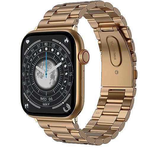 Fire-Boltt Newly Launched Vogue Large 2.05" Display Smart Watch, Always On Display, Wireless Charging, Rotating Crown, App Based GPS with Bluetooth Calling & 500+ Watch Faces (Chain Rose Gold)