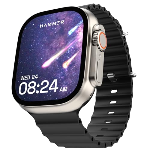 HAMMER Ultra Classic 2.01" Always on Display, Bluetooth Calling Smart Watch, Wireless Charging, 1 Extra Starp, Raise to Wake, in-Built Games, Brightness Adjustment, BP, SpO2, HR Monitoring