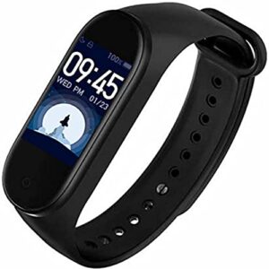 HUG PUPPY Smart Band Fitness Tracker Watch Heart Rate with Activity Tracker Water Resistant Body Functions Like Steps Counter, Calorie Counter,Heart Rate Monitor LED Touchscreen (Black, Unisex)