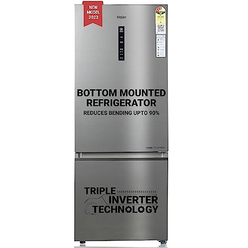 Haier 325 L 3 Star Frost Free Inverter Double Door Bottom Mount Refrigerator Appliance (2023 Model, HEB-333DS-P, Dazzle Steel, Convertible)
