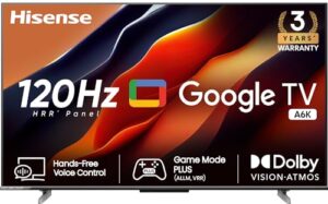 Hisense 108 cm (43 inches) Bezelless Series 4K Ultra HD Smart LED Google TV 43A6K (Gray) | with 3 Years Warranty