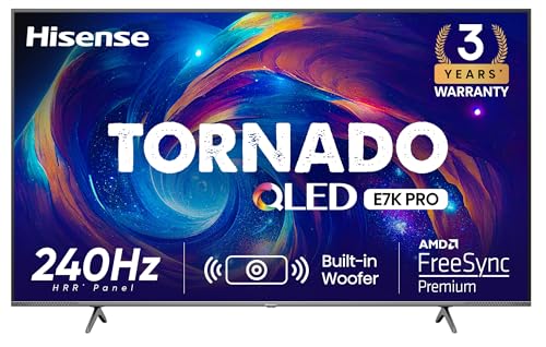 Hisense 139 cm (55 inches) Tornado Series 4K Ultra HD Smart QLED TV 55E7K PRO (Dark Grey) | with 3 Years Warranty