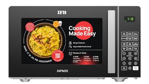 IFB 24 L Solo Microwave Oven (24PM2S, Silver, 69 Indian and Continental Auto Cook Recipes)