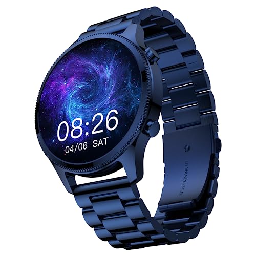 Noise Halo Plus Elite Edition Smartwatch with 1.46" Super AMOLED Display, Stainless Steel Finish Metallic Straps, 4-Stage Sleep Tracker, Smart Watch for Men and Women (Elite Blue