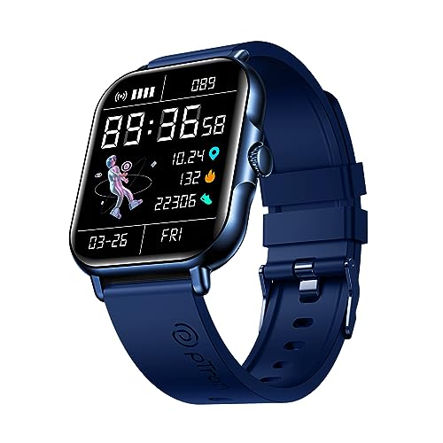 PTron Newly Launched Reflect Callz Smartwatch with Bluetooth Calling, 1.85" Full Touch Display, 600 NITS, Digital Crown, 100+ Watch Faces, HR, SpO2, Sports Mode, 5 Days Battery Life & IP68 (Blue)