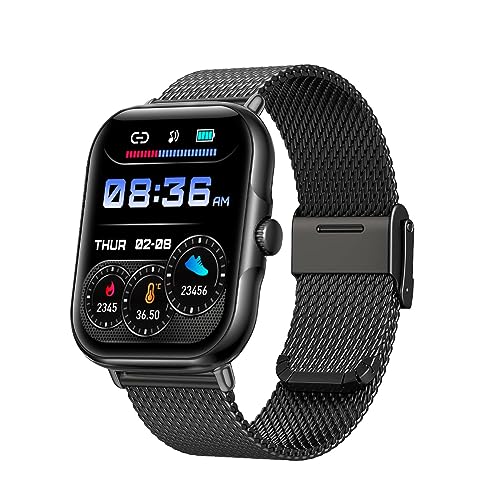 pTron Newly Launched Reflect Callz Smartwatch, Bluetooth Calling, 1.85" Full Touch Display, 600 NITS, Digital Crown, Metal Mesh Strap, 100+ Watch Faces, HR, Sports Mode, 5 Days Battery Life (Black)